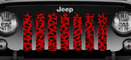 Platinum Red Cheetah Print Jeep Grille Insert