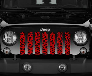 Platinum Red Cheetah Print Jeep Grille Insert