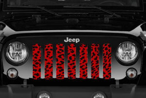 Platinum Red Cheetah Print Jeep Grille Insert