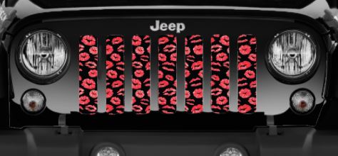 Red Lip Kisses Jeep Grille Insert