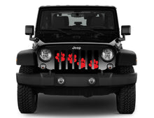 Platinum Puppy Paw Prints - Red Diagonal - Jeep Grille Insert