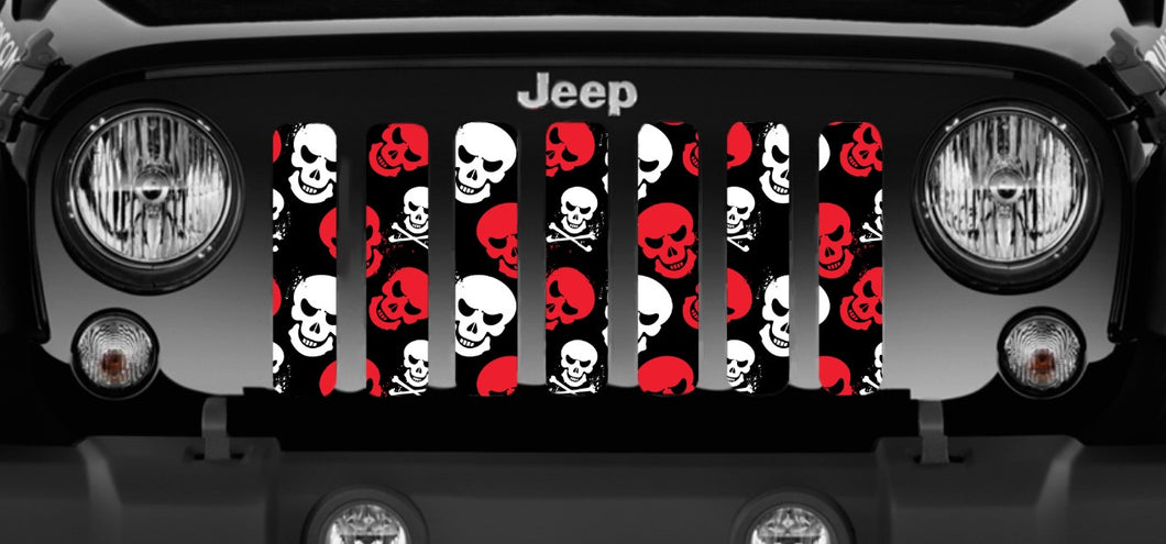 Skulls (Red) Jeep Grille Insert