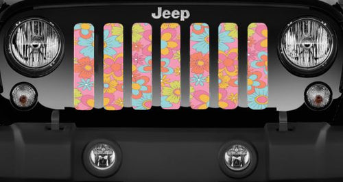 Retro Flowers Jeep Grille Insert