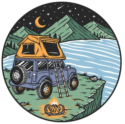 Roof Top Camping Under The Night Sky SUV Spare Tire Cover