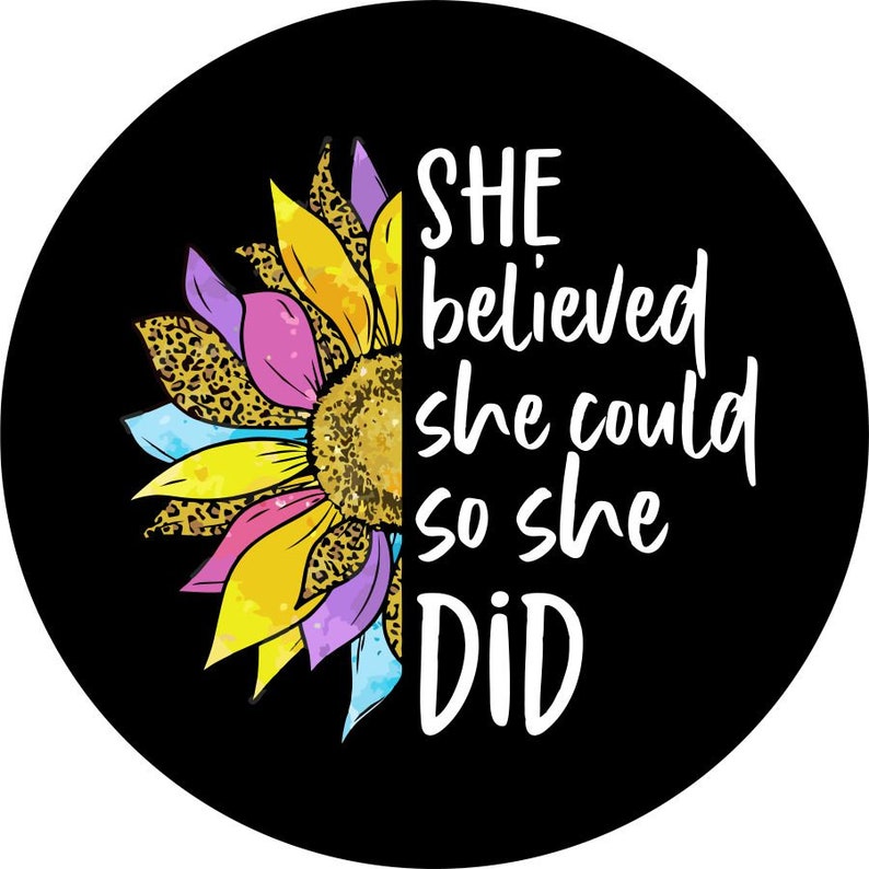 She Believed She Could Black Spare Tire Cover