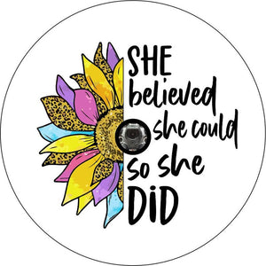 She Believed She Could White Spare Tire Cover