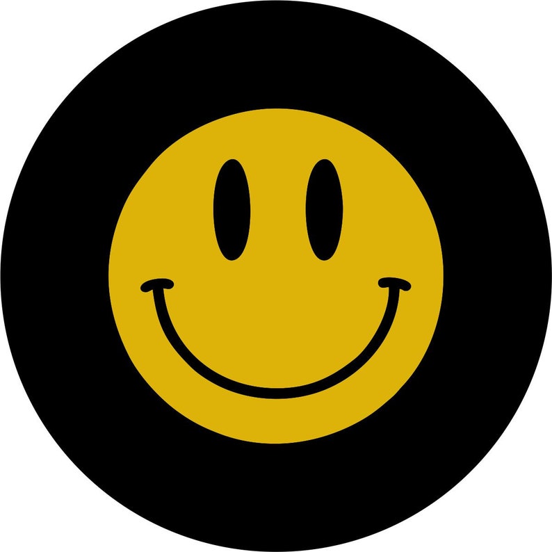 Smiley Face Black Spare Tire Cover