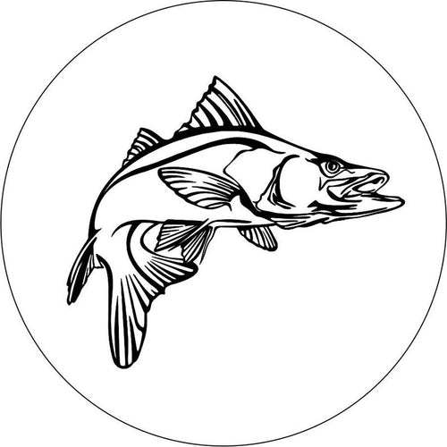 Snook Fish White Spare Tire Cover