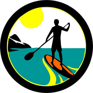 Stand Up Paddle Surf Board On The Mountains Spare Tire Cover
