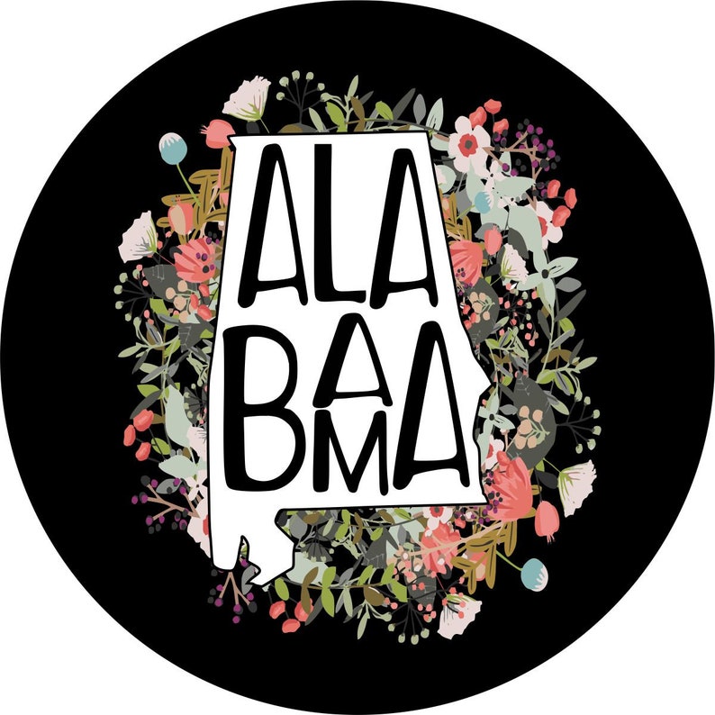 State Of Alabama Outline Flowers Spare Tire Cover