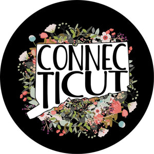 State Of Connecticut Outline Flowers Spare Tire Cover