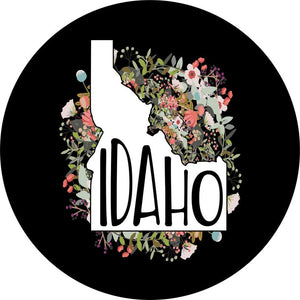 State Of Idaho Outline Flowers Spare Tire Cover