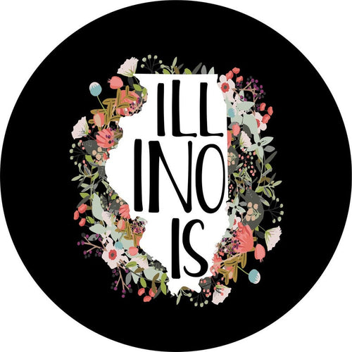 State Of Illinois Outline Flowers Spare Tire Cover