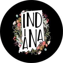 State Of Indiana Outline Flowers Spare Tire Cover