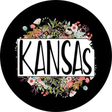 State Of Kansas Outline Flowers Spare Tire Cover