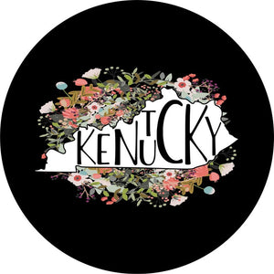 State Of Kentucky Outline Flowers Spare Tire Cover