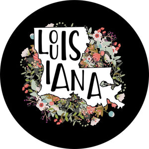 State Of Louisiana Outline Flowers Spare Tire Cover