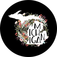 State Of Michigan Outline Flowers Spare Tire Cover