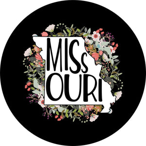 State Of Missouri Outline Flowers Spare Tire Cover