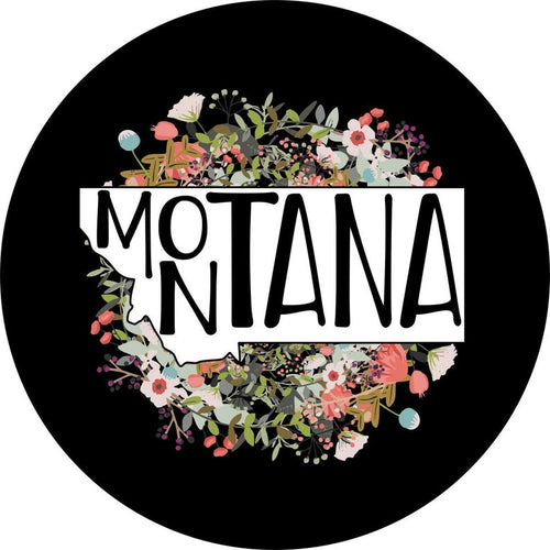 State Of Montana Outline Flowers Spare Tire Cover