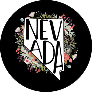 State Of Nevada Outline Flowers Spare Tire Cover