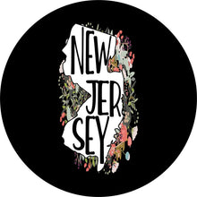 State Of New Jersey Outline Flowers Spare Tire Cover