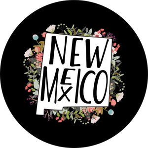 State Of New Mexico Outline Flowers Spare Tire Cover
