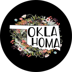 State Of Oklahoma Outline Flowers Spare Tire Cover