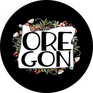State Of Orgon Outline Flowers Spare Tire Cover