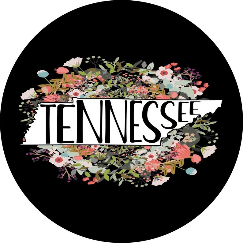 State Of Tennessee Outline Flowers Spare Tire Cover