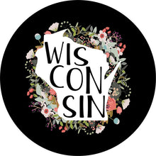 State Of Wisconsin Outline Flowers Spare Tire Cover