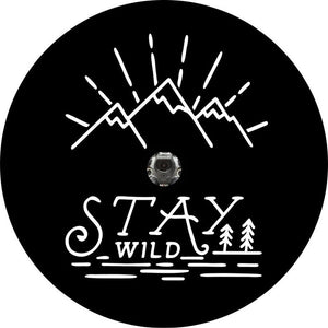 Stay Wild With Mountains Black Spare Tire Cover