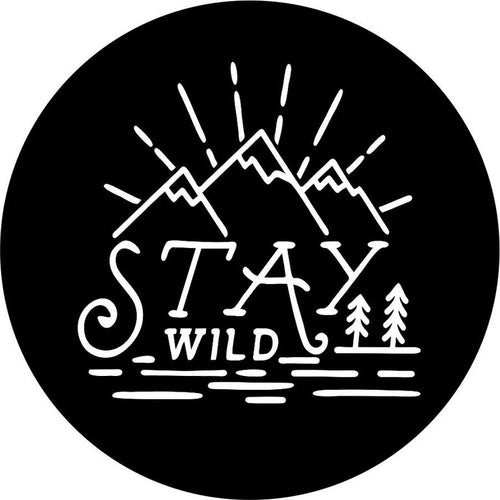 Stay Wild With Mountains Black Spare Tire Cover