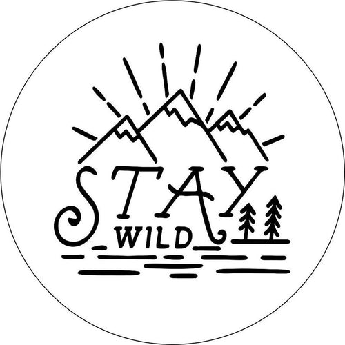 Stay Wild With Mountains White Spare Tire Cover