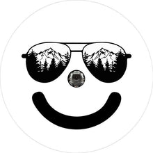 Sunglasses In The Mountains Smiley Face White Spare Tire Cover