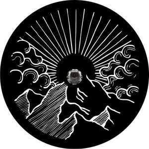 Sunrise On The Mountain Black Spare Tire Cover