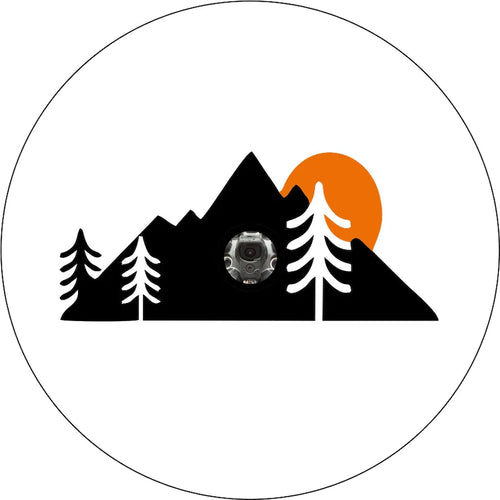 Sunset Mountain White & Orange Spare Tire Cover