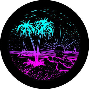 Sunset On The Beach Purple & Teal Spare Tire Cover