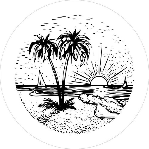 Sunset On The Beach White Spare Tire Cover