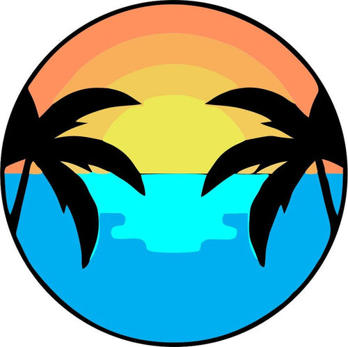 Sunset On The Water Black Spare Tire Cover