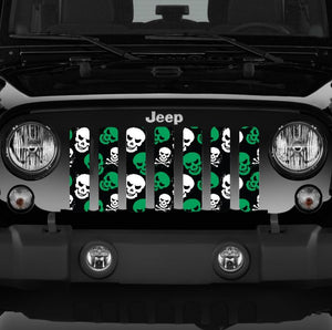 Platinum Skulls (Green) Jeep Grille Insert
