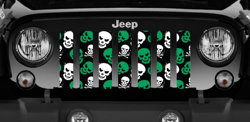 Platinum Skulls (Green) Jeep Grille Insert