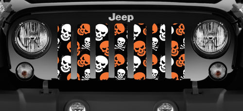 Skulls (Orange) Jeep Grille Insert