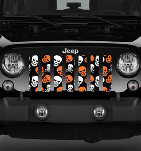 Platinum Skulls (Orange) Jeep Grille Insert