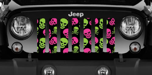 Platinum Skulls (Pink and Green) Jeep Grille Insert