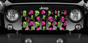 Platinum Skulls (Pink and Green) Jeep Grille Insert