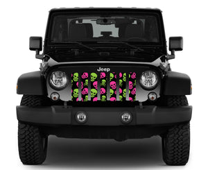 Skulls (Pink and Green) Jeep Grille Insert
