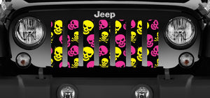 Skulls (Pink and Yellow) Jeep Grille Insert