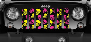 Platinum Skulls (Pink and Yellow) Jeep Grille Insert