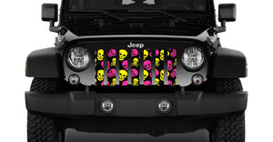 Skulls (Pink and Yellow) Jeep Grille Insert